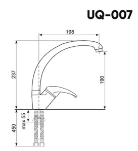 Смеситель для кухонной мойки Ulgran Quartz UQ-007, уголь