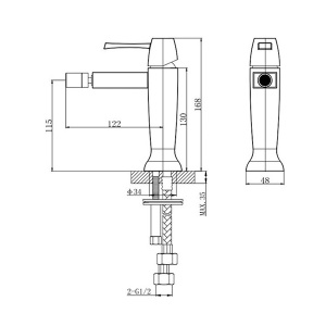 Смеситель для биде Caprigo Diamante 50-030-CRM