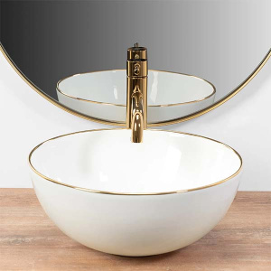 Умывальник Rea Stella white gold edge U7444