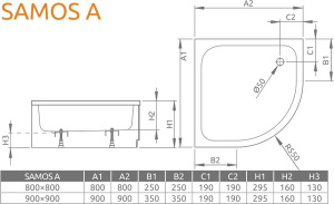 Душевой поддон Radaway Samos A, 80x80