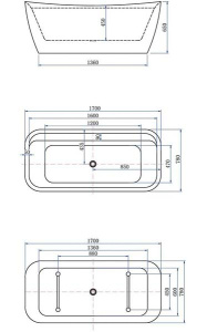 Акриловая ванна Allen Brau Infinity 2 2.21002.20/PGM / 2.21002.21/PGM, 170х78, белый матовый, платиново-серый