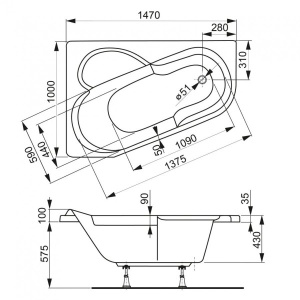 Акриловая ванна Vagnerplast Selena 147x100, 147х100