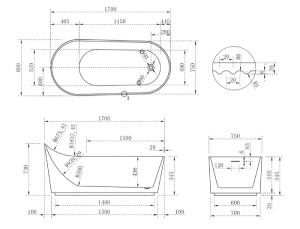 Акриловая ванна Abber AB9445MW, 170x80