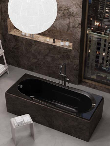 Акриловая ванна Alba Spa Baline черный глянец, 170х70
