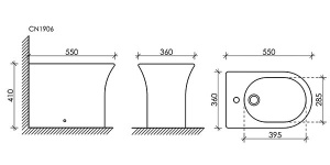 Напольное биде CeramicaNova Star CN1906 с донным клапаном