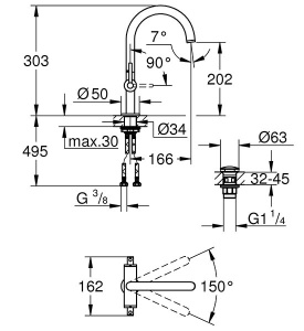Смеситель для умывальника Grohe Atrio New 21022003