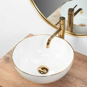 Умывальник Rea Stella white gold edge U7444