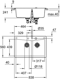 Кухонная мойка Grohe K700 31657AP0 / 31657AT0, 84х56, серый гранит