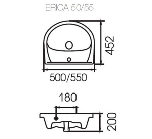 Умывальник Cersanit Erica 50 / 55, 50х45