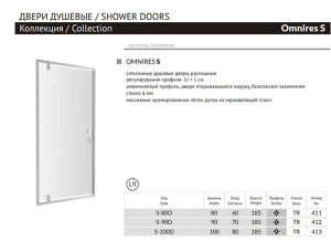 Душевая дверь Omnires Omnires-S S-D, 100, прозрачный