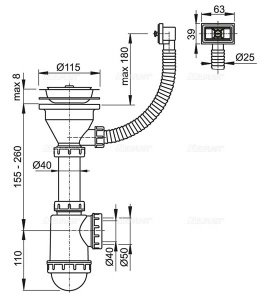 Сифон для мойки Alcaplast A447-DN50/40