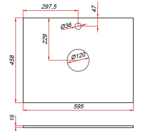 Столешница ЗОВ Антрацит CLDSP18H595458C2 (2 выреза)