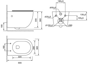 Подвесной унитаз SantiLine SL-5002MB-BD с функцией биде