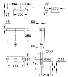 Бачок сливной Grohe 37355SH0 для приставного унитаза