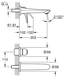 Смеситель встраиваемый Grohe Eurostyle 19571003, хром