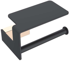 Держатель для туалетной бумаги Boheme Q Black 10941-B / 10941-CR-B / 10941-G-B с полкой для телефона, золото, черный