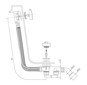 Сифон для ванны Omnires CGS TK104-PLUS-3.43+64-SBL