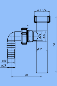 Отвод стиральной машины 1 1/4"*32, М220 (Россия)