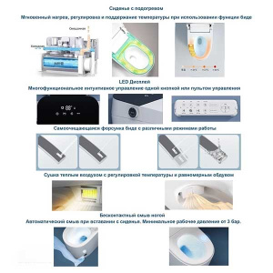 Умный приставной унитаз SantiLine SL-5035 с функцией биде