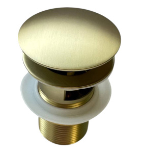 Сифон для умывальника McAlpine с донным клапаном Roxen P02GB (gold brush) c переливом и гофрой