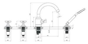 Смеситель на борт ванны Deante Temisto Bronze BQT M14D на 3 отверстия