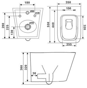 Подвесной унитаз Timo Rimless Soli TK-303