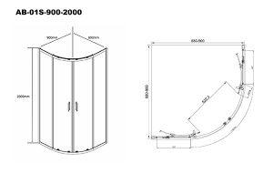 Душевой уголок Aquabath Atlas AB-01S-900-2000-GY
