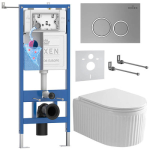Комплект инсталляции 6 в 1 Roxen StounFix Dual Fresh 968246 с аромадозатором, сатин (хром матовый)