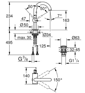 Смеситель для умывальника Grohe Atrio New 32043GL3