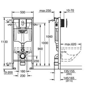 Комплект инсталляции 4 в 1 в сборе Grohe Rapid SL 38929000