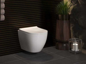 Комплект инсталляции Berges Novum 525 c кнопкой D7, подвесным унитазом Okus и сиденьем Toma Slim SO