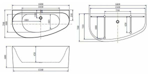 Акриловая ванна Allen Brau Priority 5 2.31005.20A/AM / 2.31005.21A/AM, 160х78, белый матовый, антрацит