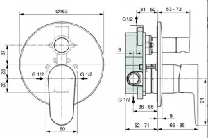 Смеситель встраиваемый Ideal Standard Cerafine Model O A7193AA (2 функции)