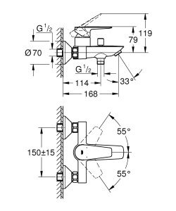 Смеситель для ванны Grohe BauEdge 23604001