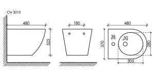Подвесное биде CeramicaNova Forma CN3010 с донным клапаном