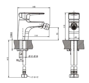 Смеситель для биде Bravat Eler F3239218CP-1-RUS