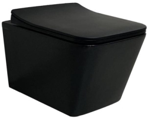 Подвесной унитаз CeramaLux 5170-18 / 5170MB безободковый (с крышкой SoftClose), черный