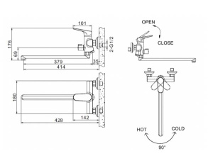 Смеситель для ванны Bravat Eler F6191238CP-01L-RUS