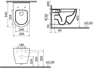 Подвесной унитаз Vitra Mia Round SmoothFlush 7510B003-0075+110-003-019
