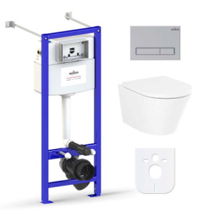 Комплект инсталляции 6 в 1 Lavinia Boho Relfix Biore Rimless 77050183 / 77050184, сатин (хром матовый)