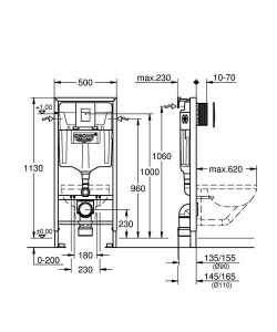 Комплект инсталляции Grohe Rapid SL 38772001 с подвесным унитазом Керамин Гранд R slim Soft Close
