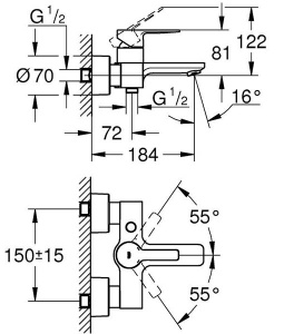 Смеситель для ванны Grohe Lineare 33849001 / 33849DC1, хром
