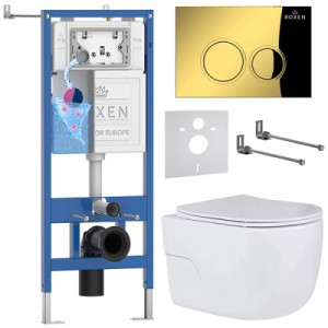 Комплект инсталляции 6 в 1 Roxen StounFix Dual Fresh 968015 с аромадозатором, золото глянцевое
