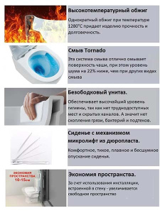 Подвесной унитаз Cerutti Sella Aria Tornado CT9529 безободковый с сиденьем Soft Close