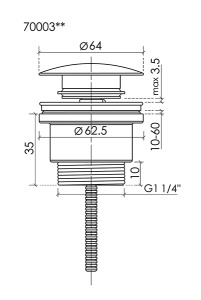 Донный клапан CeramicaNova 70003CH / 70003BN, хром