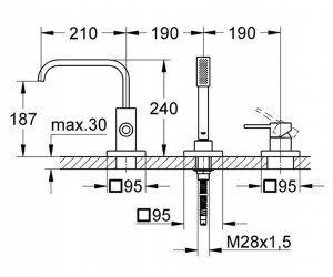 Смеситель на борт ванны Grohe Allure 19316000 (внешняя часть)