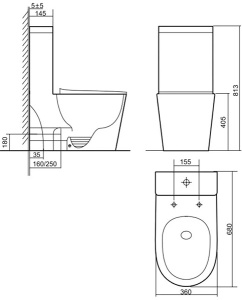 Напольный унитаз Tornado SantiLine SL-5029MB, черный матовый