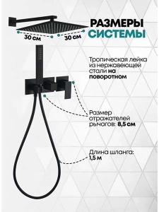 Душевая система скрытого монтажа Grocenberg GB5080 черный матовый