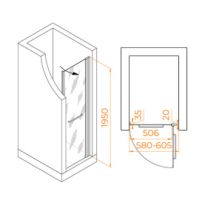 Душевая дверь RGW Passage PA-103Gb матовая, 90х195, матовый