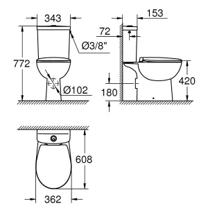 Напольный унитаз Grohe Bau Ceramic 39347000 безободковый с крышкой Soft Close